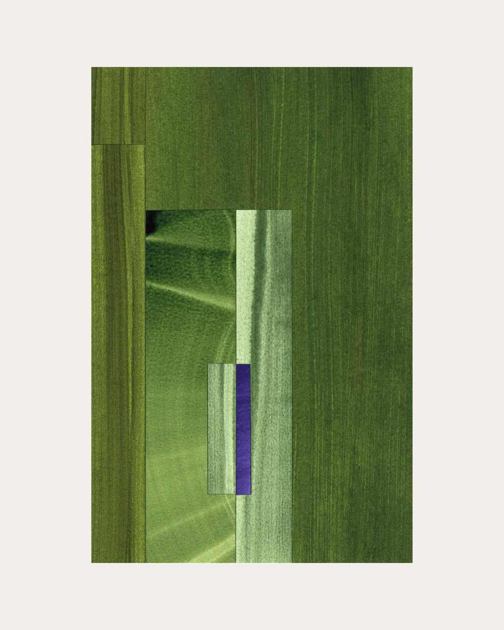  Geometric abstract artwork with olive green, sage green and midnight blue colours