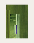  Geometric abstract artwork with olive green, sage green and midnight blue colours