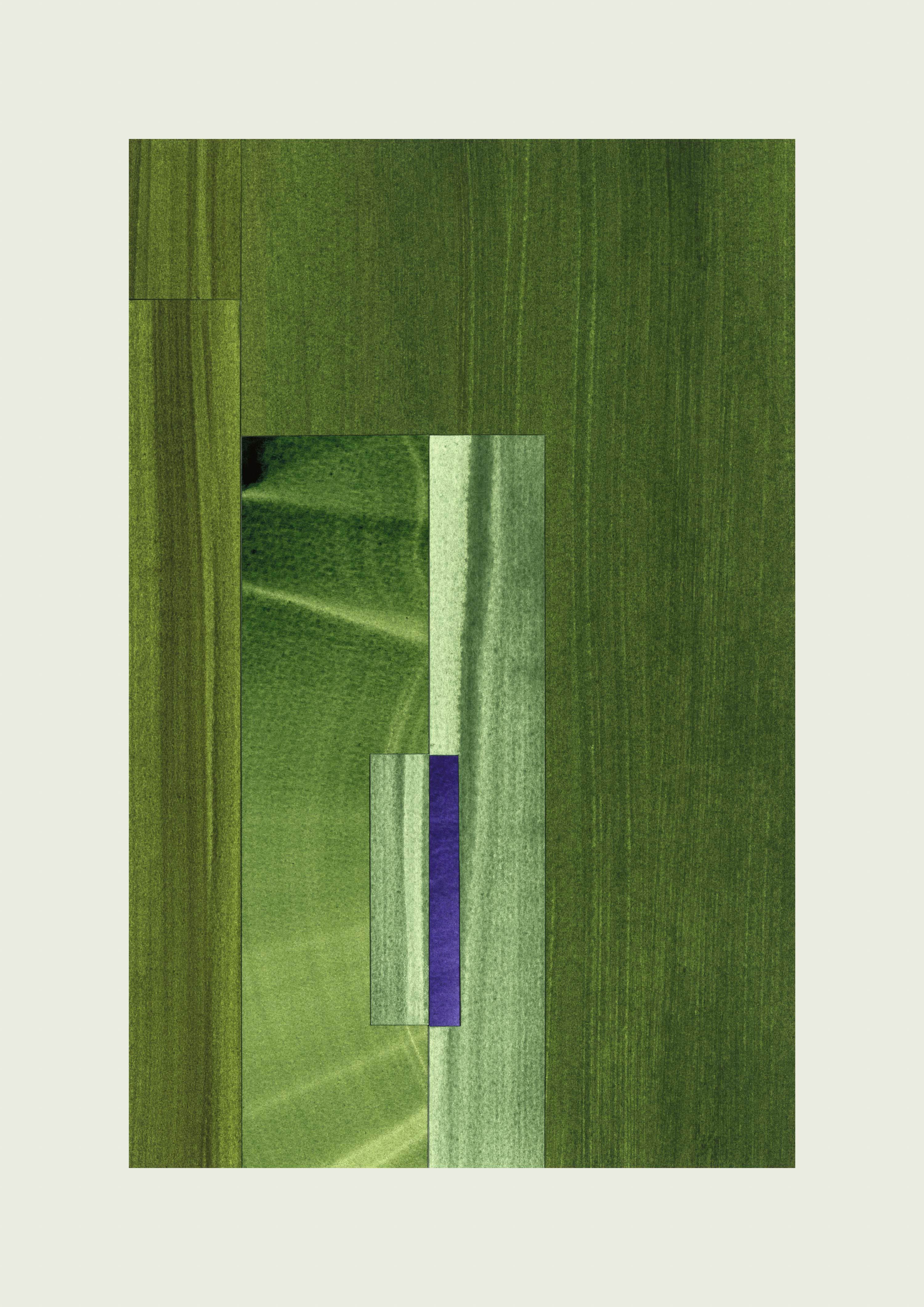 green abstract artwork with geometric shapes