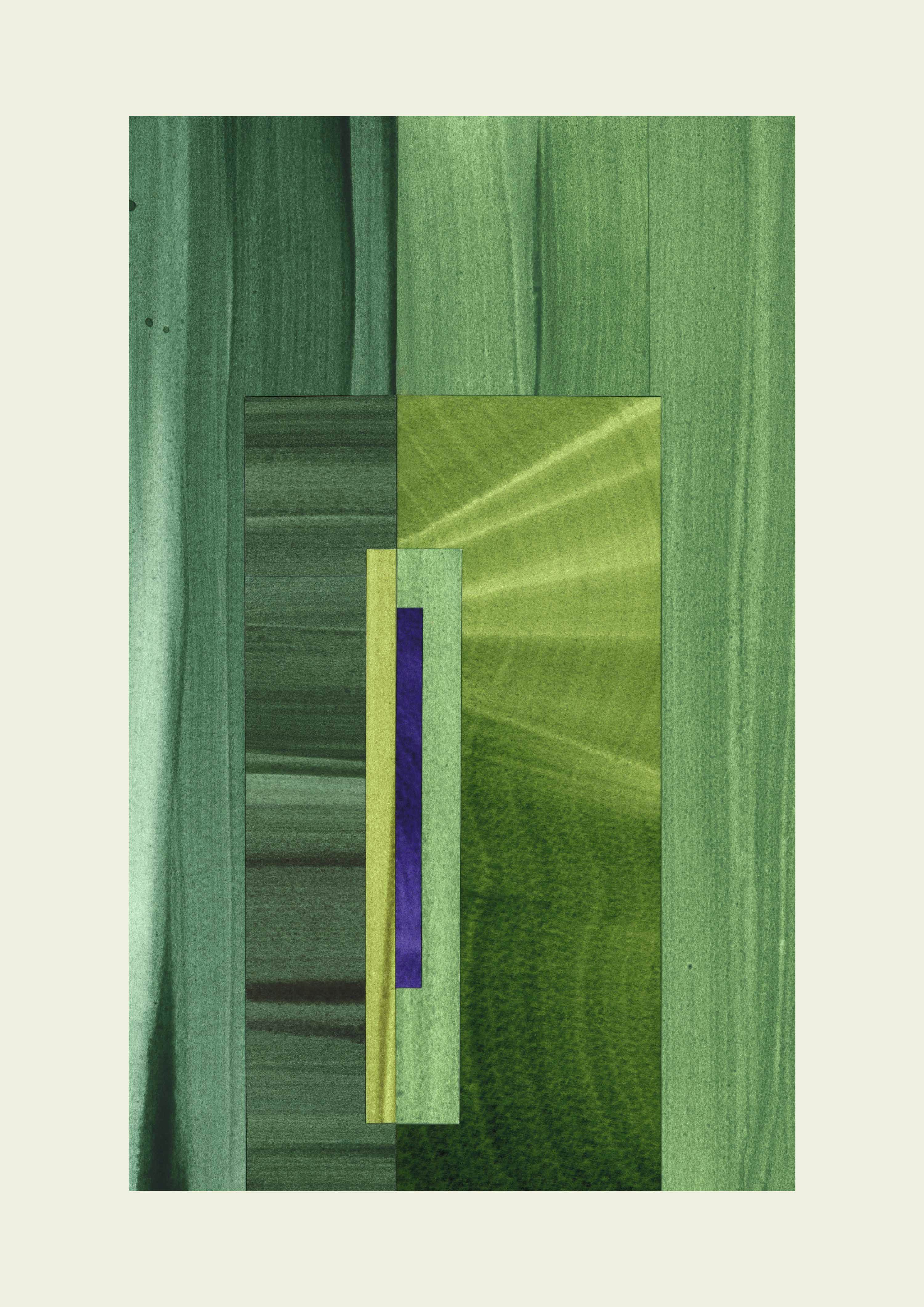 green abstract artwork with geometric shapes